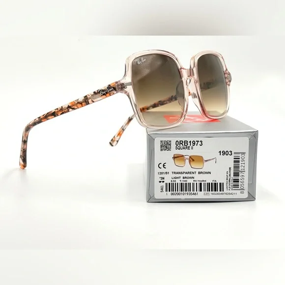 Ray-Ban Transparent Pink Sunglasses with Brown Lenses - Picture 13 of 14